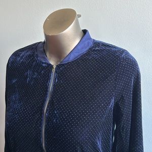 Blue Velvet Zip Up Sweater Amaryllis Large .